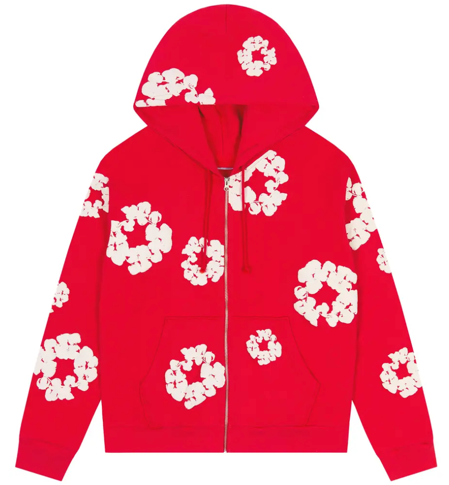 Denim Tears Cotton Wreath Zip Hoodie 'Red'