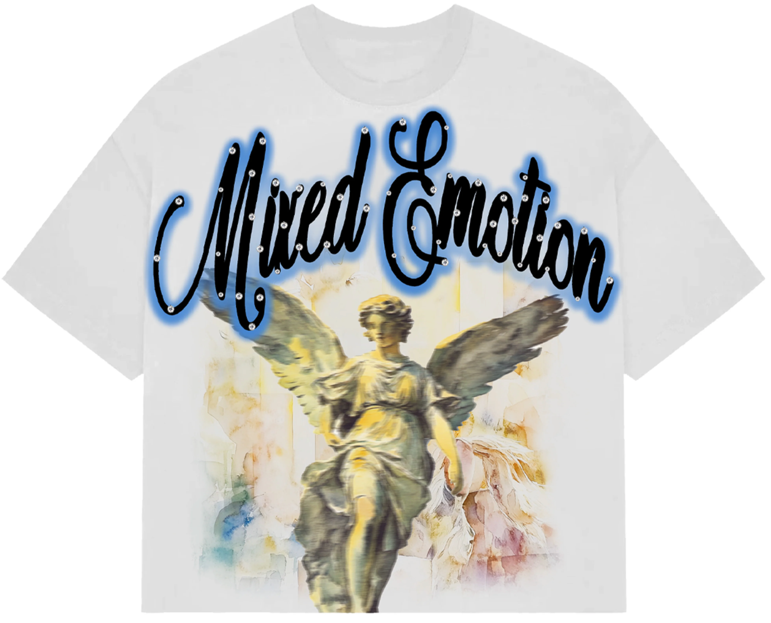 Blue “Rhinestone” Cropped Shirt