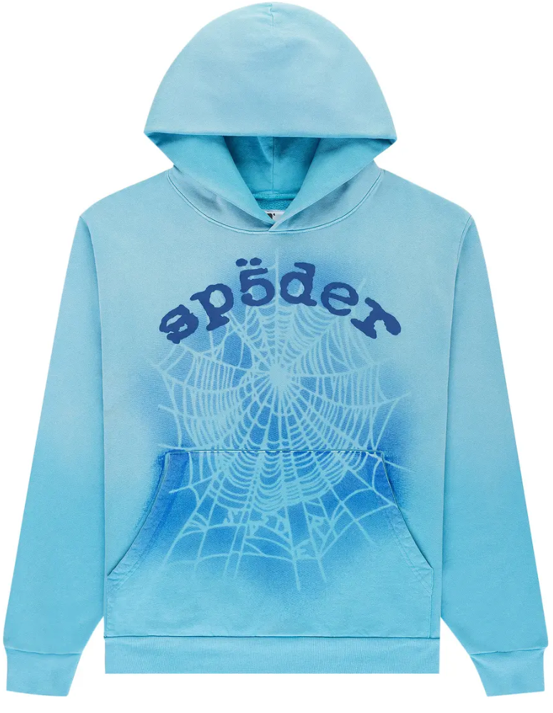 Sp5der OG Web V2 Spray Hoodie 'Light Blue'