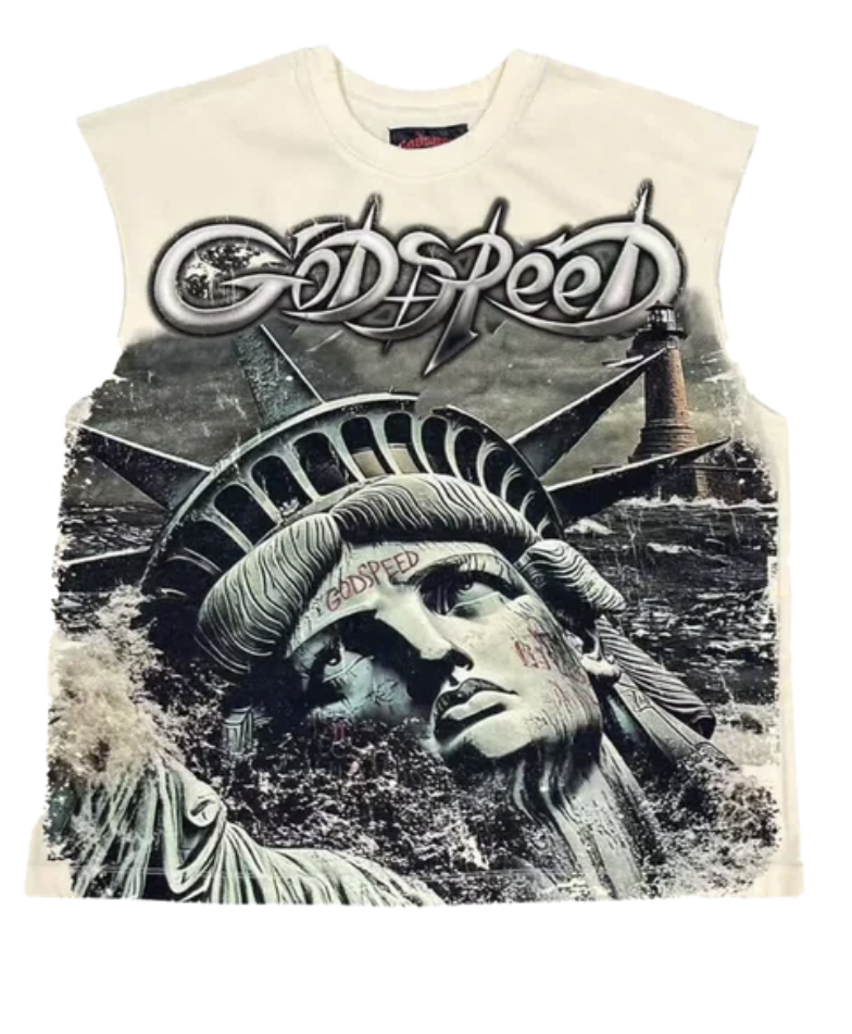 GODSPEED NEW YORK SUNKEN LIBERTY 2 SLEEVELESS TEE "BONE"