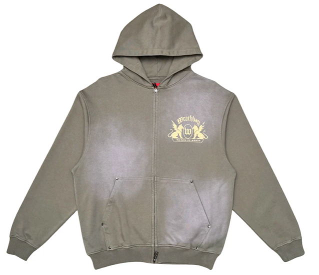 WRATHBOY MAISON DE WRATH SUN FADED HOODIE ZIP (DEEP TAUPE)