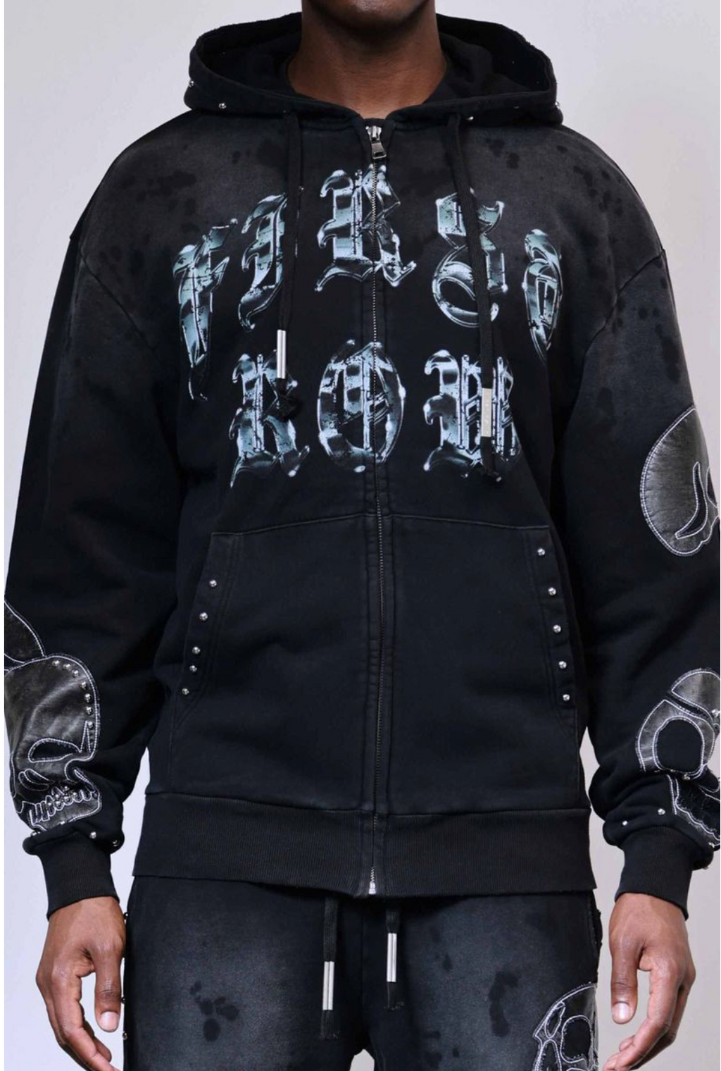 first row WAKE UP AND BE FIERCE APPLIQUE FULL ZIP HOODIE