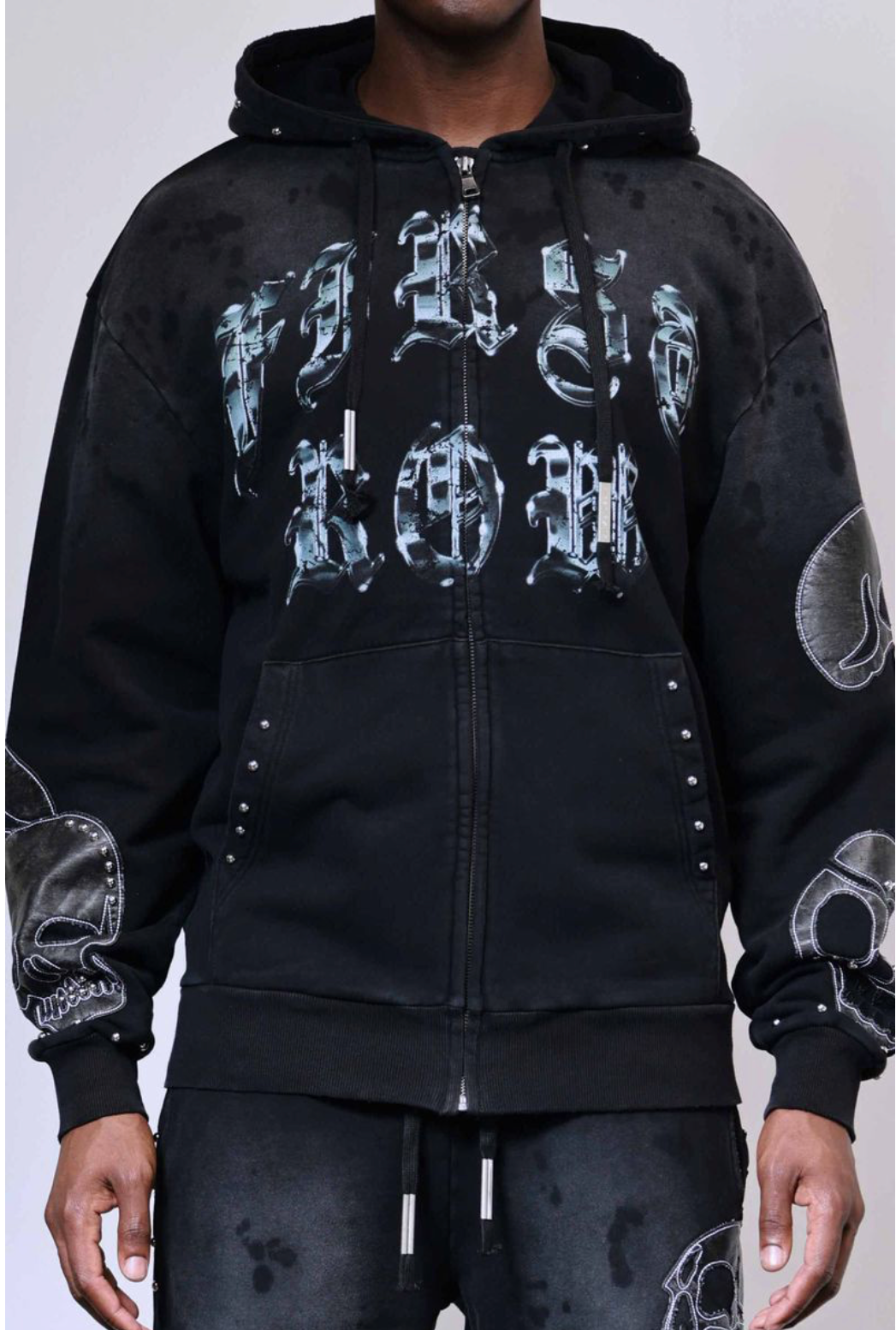 first row WAKE UP AND BE FIERCE APPLIQUE FULL ZIP HOODIE