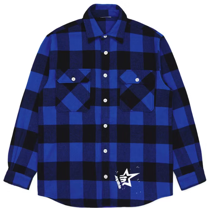 Sp5der 5 Flannel Shirt Blue Plaid