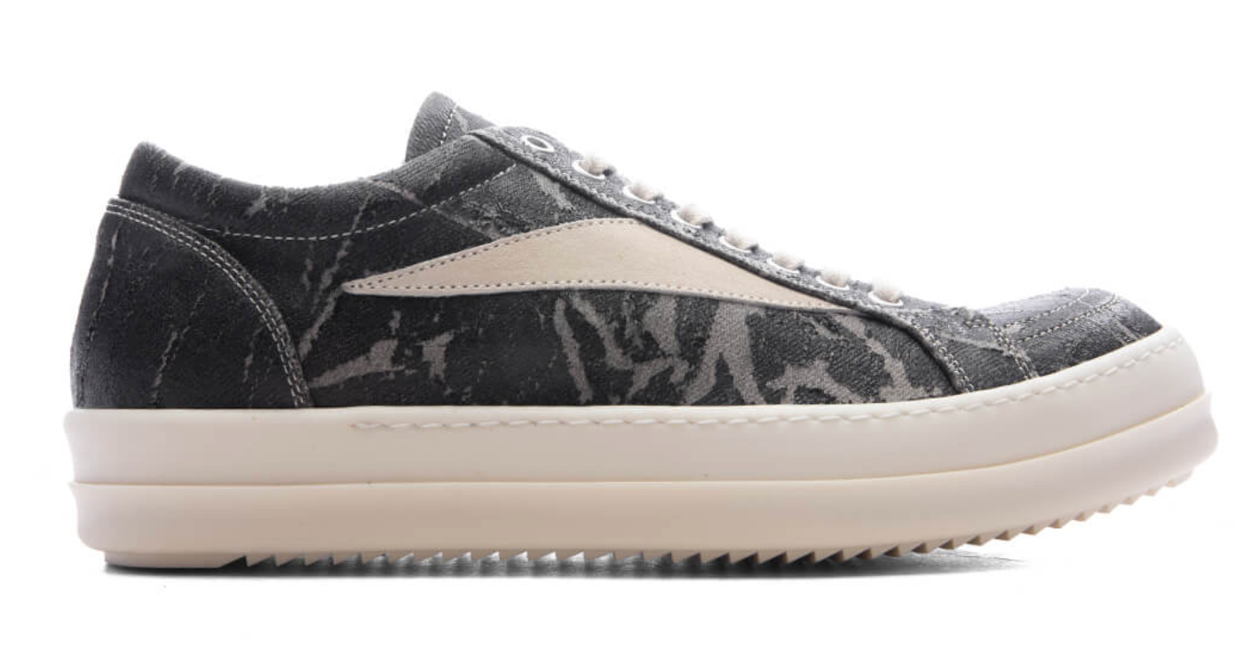 RICK OWENS DRKSHDW VINTAGE SNEAKS - BLACK WASHED FOIL/MILK