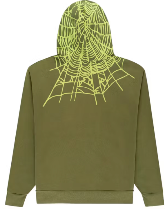 Sp5der Heavy Web Hoodie Olive