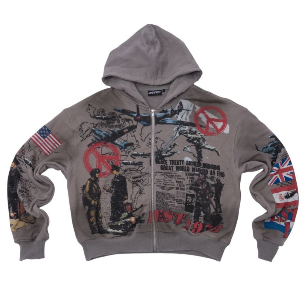 SYNDICATE "PEACE" ZIP UP-DK.GRY