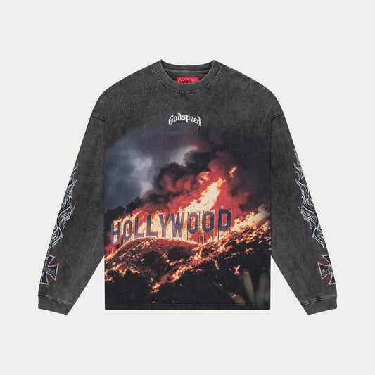 GodSpeed Hollywood Inferno LS T-Shirt (Grey Wash)