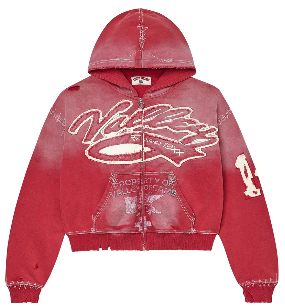 VALE FOREVER RELIGION ZIP UP HOODIE RED