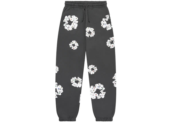 Denim Tears Rhinestone Cotton Wreath Sweatpants Vintage Black