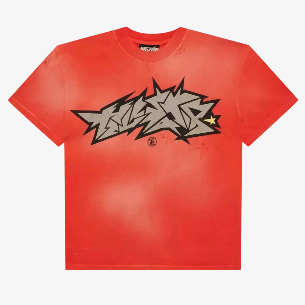Hellstar Crack Print T-Shirt 'Red'