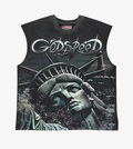 GODSPEED NEW YORK SUNKEN LIBERTY 2 SLEEVELESS TEE "BLACK WASH"