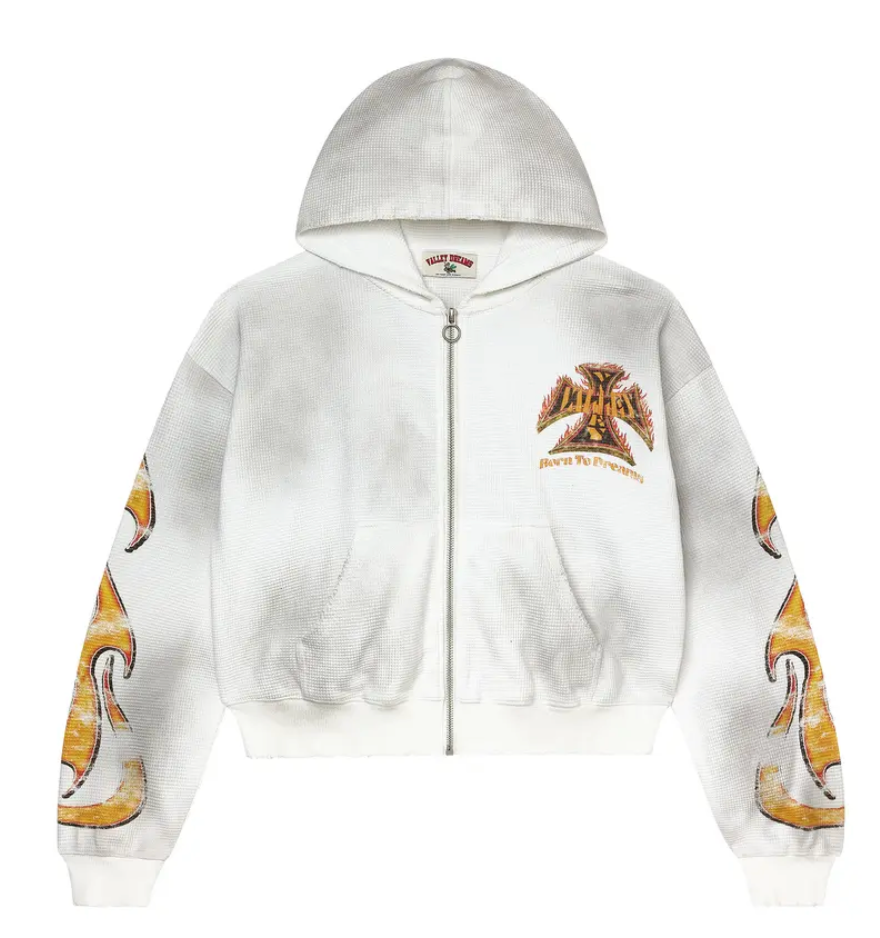 VALE FOREVER REBORN WAFFLE ZIP UP HOODIE WHITE