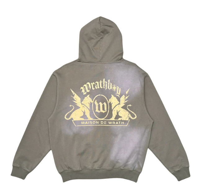 WRATHBOY MAISON DE WRATH SUN FADED HOODIE ZIP (DEEP TAUPE)