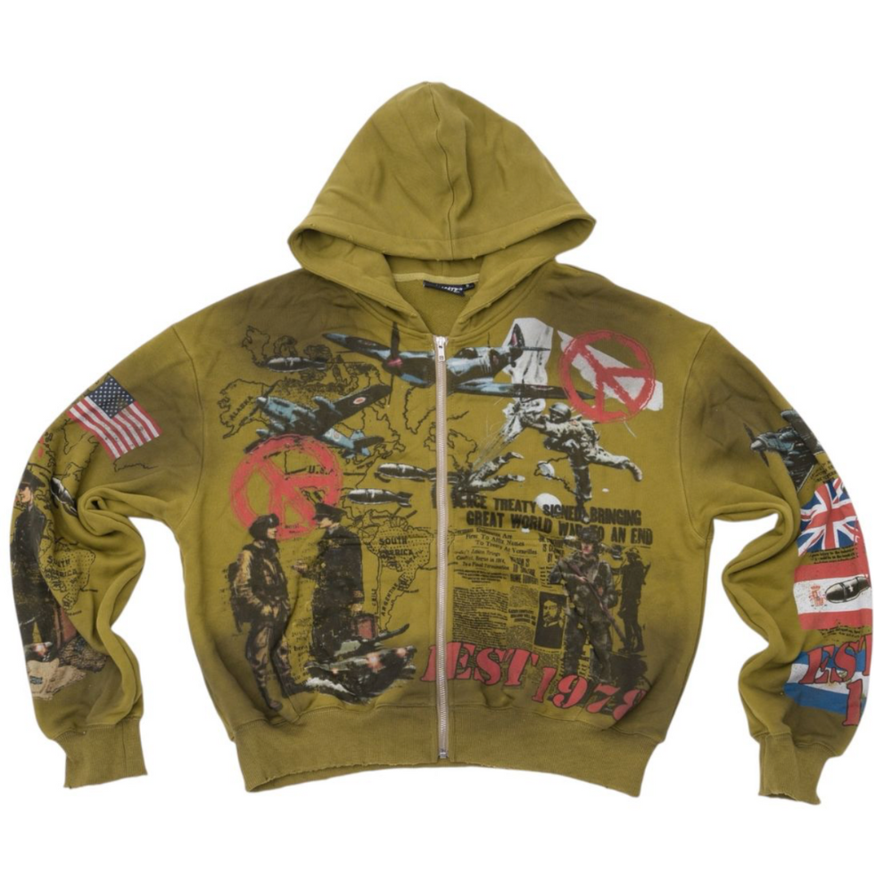 SYNDICATE "PEACE" ZIP UP-OLV W