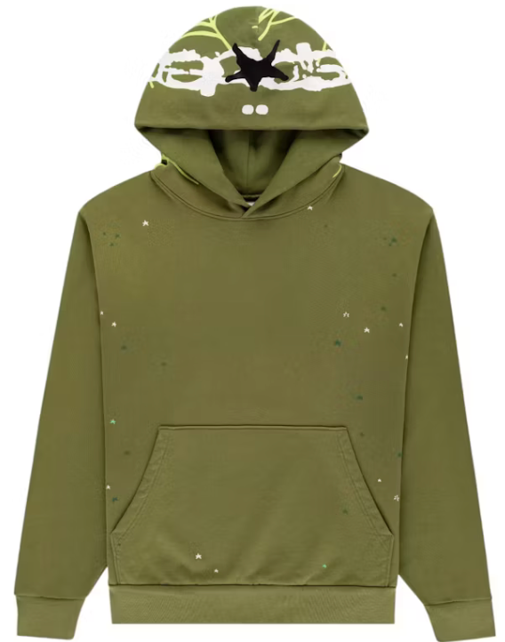Sp5der Heavy Web Hoodie Olive