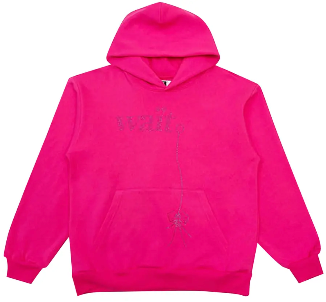 Sp5der Wait Stone Rhinestone Hoodie 'PInk'